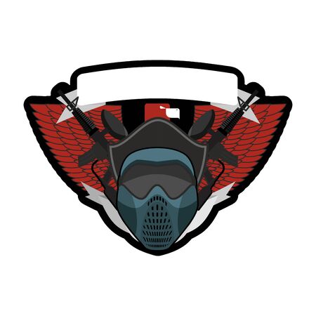 Paintball . Military emblem. Army sign. Helmet and weapons. Awesome badge for sports teams and clubsのイラスト素材