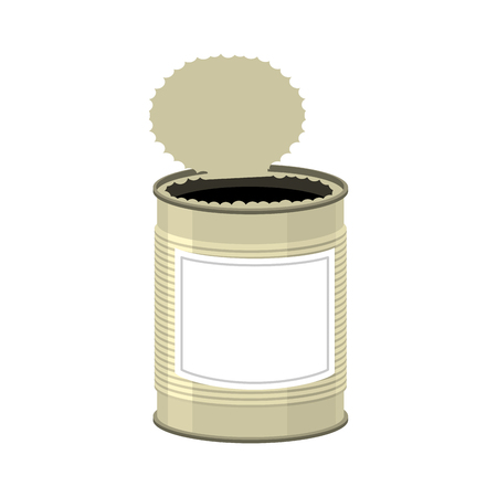 Open cans isolated. opened Tin bank on white backgroundのイラスト素材