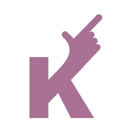 K letter hand isolated. Forefinger lettering on white bacgkround.のイラスト素材