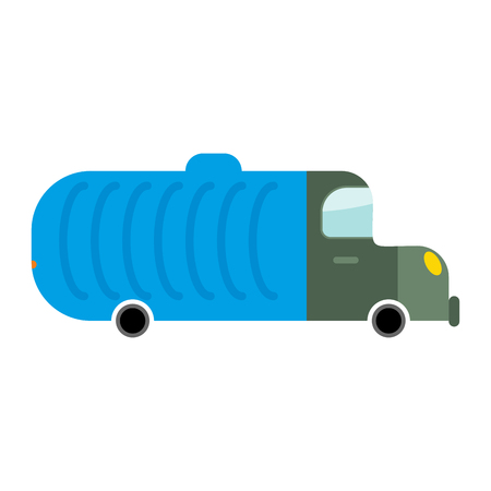Grbage truck isolated. Trash automobile on white background. Junk Car in cartoon styleのイラスト素材
