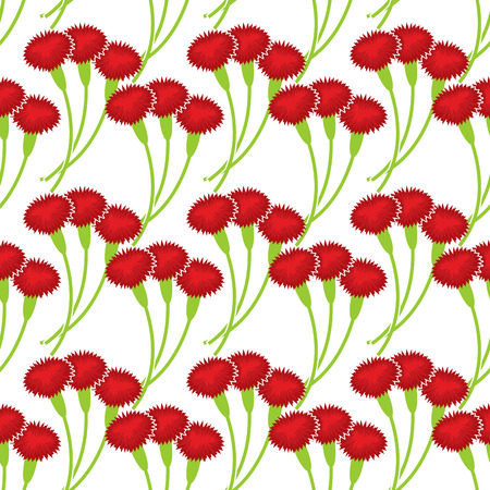 ?arnation seamless pattern. Flower bouquet background. Three red flowers ornamentのイラスト素材