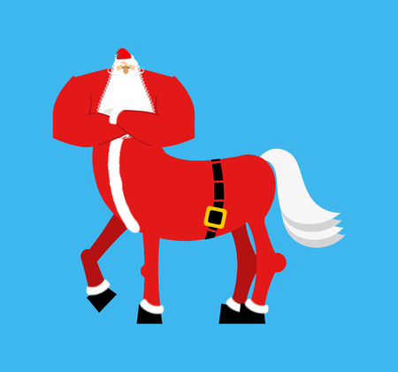 Santa Claus centaur. Santa monster. Half man half horse. Christmas illustrationのイラスト素材