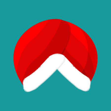 Santa Turban. East Islamic Headdress. Red cap whit fur. Muslim Christmas hat. Winter warm cap
のイラスト素材