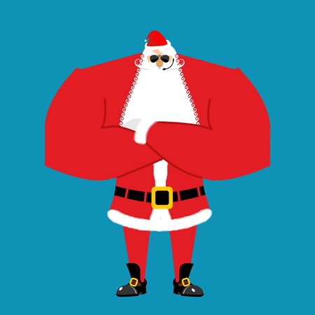 Santa Claus bodyguards. Christmas guards. Protecting new year. Defenders gifts for children のイラスト素材