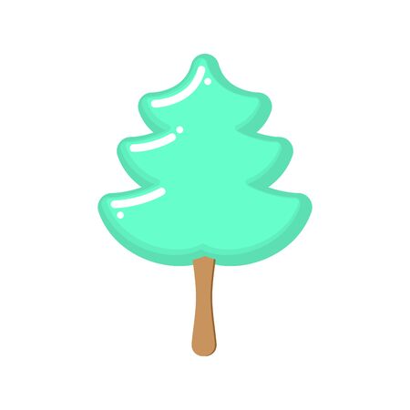 Christmas tree ice cream pistachio. Popsicle on stick in form of green fir-tree. Sweets for Christmas. Dessert for new yearのイラスト素材