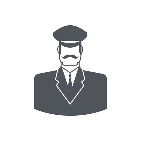 Porter icon. Concierge sign. Guard at entrances of apartment houses, hotels, offices. Gatekeeper for meeting visitors at front doorのイラスト素材