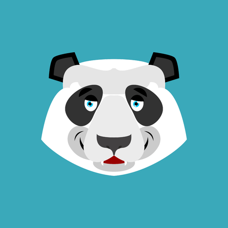 Panda Happy Emoji. Chinese bear merry emotion isolatedのイラスト素材