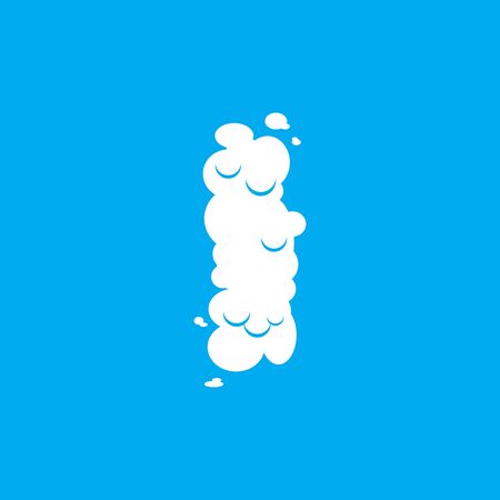 Letter I cloud font symbol. White Alphabet sign on blue skyのイラスト素材