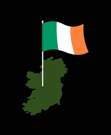 Ireland map and flag. Irish banner and  land territory. State patriotic signのイラスト素材
