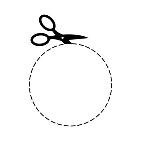 Scissors circle template sign. Symbol cut with shearsのイラスト素材