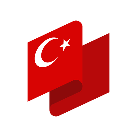 Turkey flag ribbon isolated. Turkish tape banner. National symbol of countrys publicのイラスト素材