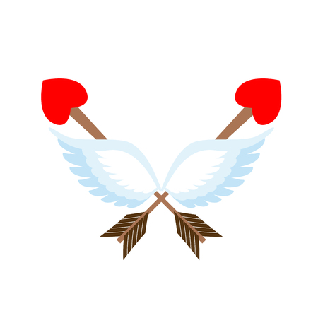 Valentines Day emblem. Cupid logo. Arrow heart and wingsのイラスト素材