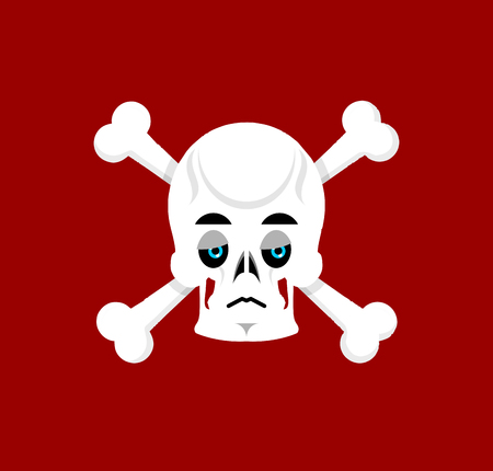 Skull and crossbones Sad Emoji. skeleton head  sorrowful emotion isolatedのイラスト素材