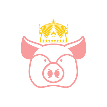 Royal pork. Pig in crown. Sign for meat productionのイラスト素材
