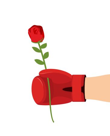 Boxer glove and rose. Give flower on 8t of March. Gift womanのイラスト素材