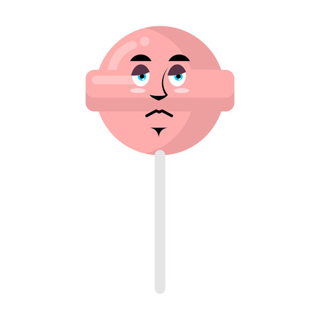 Lollipop sad Emoji. Candy on stick sorrowful emotion isolatedのイラスト素材