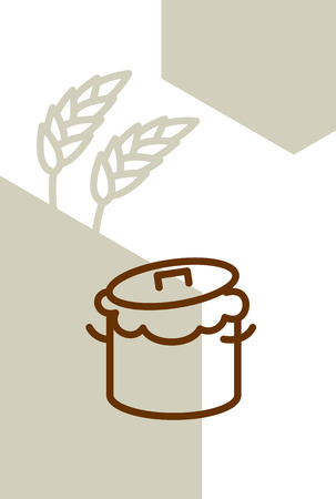 Bakery template design blank, poster. Pan with dough and wheat earsのイラスト素材