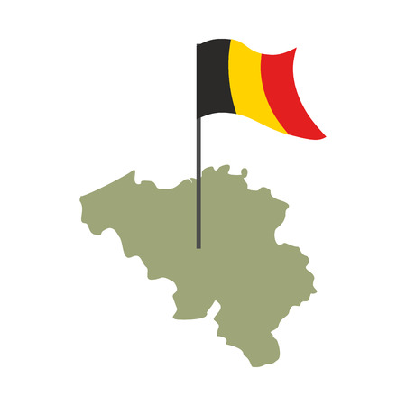 Belgium Map and flag. Belgian banner and land territory. State patriotic signのイラスト素材