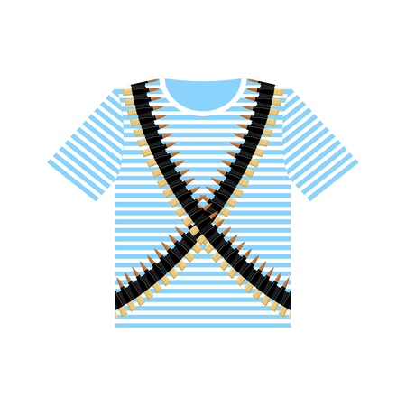 Sailor shirt and machine-gun belts. Military clothing. Army ammunition for weaponsのイラスト素材
