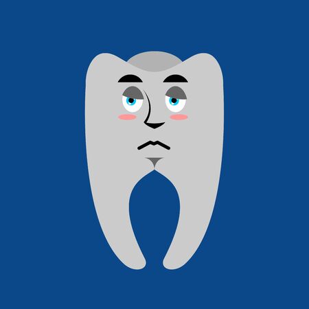 Tooth sad Emoji. Teeth sorrowful emotion isolatedのイラスト素材