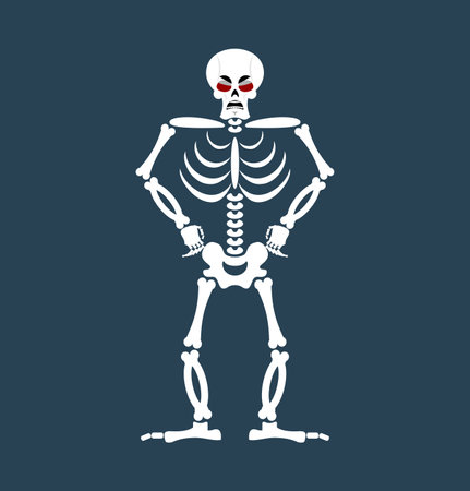 Skeleton angry Emoji. Skull grumpy emotion isolated. Human bonesのイラスト素材