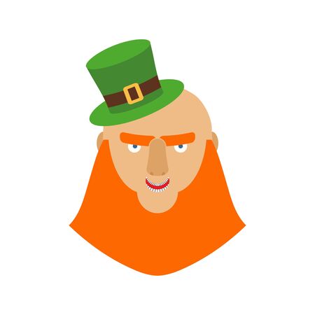 Leprechaun in green hat face. Head with Red beard. Portrait for St. Patricks Day celebration in Irelandのイラスト素材