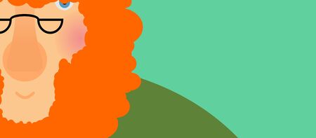 St. Patricks Day banner. Leprechaun face . Head with Red beard. festival in Ireland