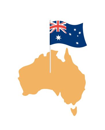 Australia map and flag. Australian resource and land area. State patriotic signのイラスト素材