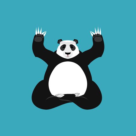 Panda Yoga. Chinese bear yogi. Animal zen and relaxのイラスト素材