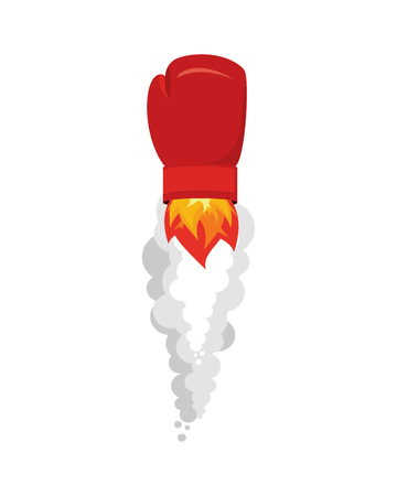 Boxing glove rocket. Sport Air bomb. Fighting rocket . flaming punch. Military bombのイラスト素材