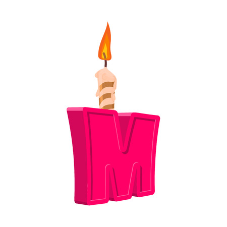 Letter M birthday font. Letter and candle. anniversary alphabet sign. Celebratory ABCのイラスト素材