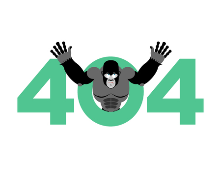 Error 404. monkey surprise. Page not found template for web site. gorilla does not know and is...