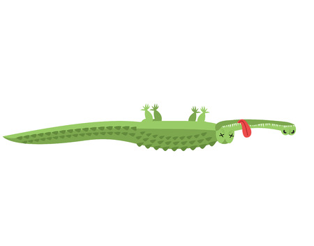 Dead crocodile. African alligator deceased. Corpse of croc wild beastのイラスト素材