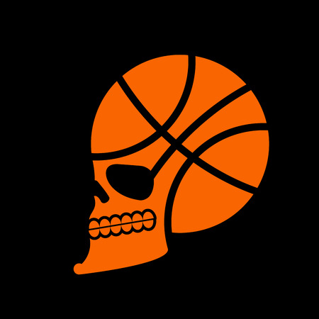 Basketball skull. sport fans emblem. ball skeleton head. Symbol for game loverのイラスト素材