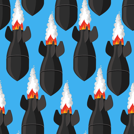 Air bomb seamless pattern. Fighting rocket background. Military bomb texture. War ornamentのイラスト素材