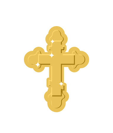 Golden Cross Isolated. Orthodox symbol of goldのイラスト素材