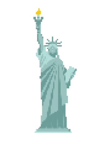Statue of Liberty Pixel art. 8 bit landmark  America. pixelated Sculpture Architecture USAのイラスト素材