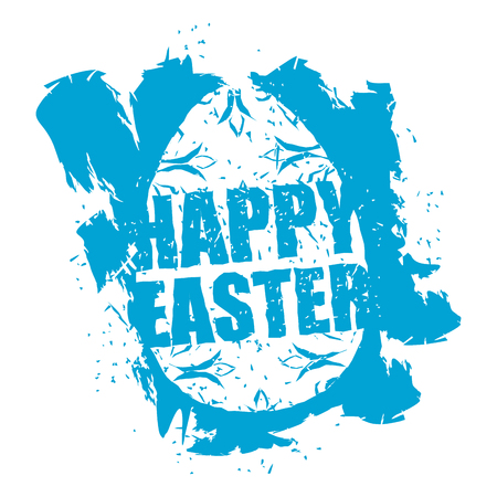 Happy easter emblem. Egg symbol Religion holiday. Grunge style. Brush and splashes.のイラスト素材