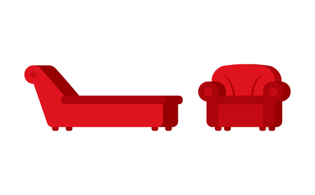 Couch and chair of psychologist. Psychotherapist furniture for patientsのイラスト素材