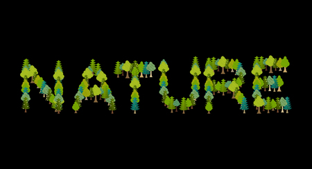 Nature lettering. Letters from trees. Forest typographyのイラスト素材