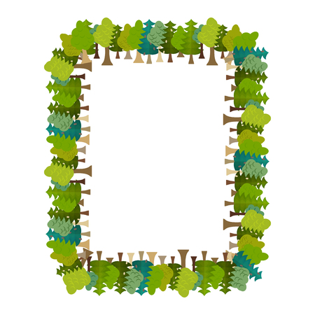 Rectangular tree frame. Forest background. Nature backdropのイラスト素材