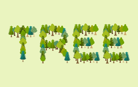 Tree lettering. Letters from Forest. Nature typographyのイラスト素材
