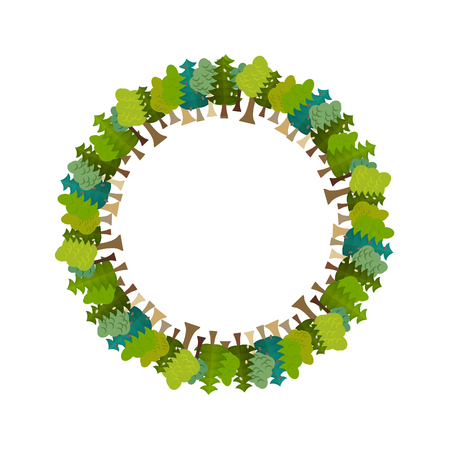 Circle tree border. Forest background. Nature backdropのイラスト素材