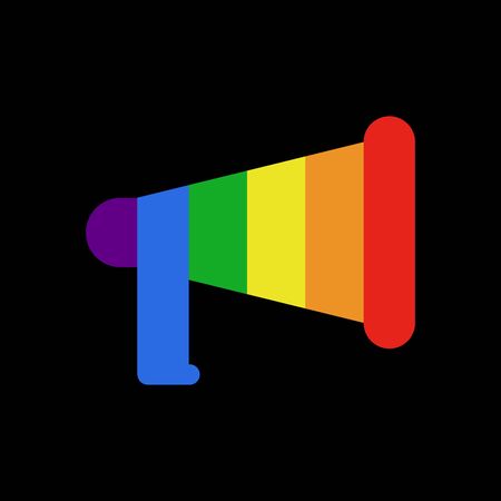 Coming out LGBT sign.  message Lesbians and gays. Rainbow megaphone. Icon social network. Symbol Recognition of belonging to sexual or gender minority.のイラスト素材