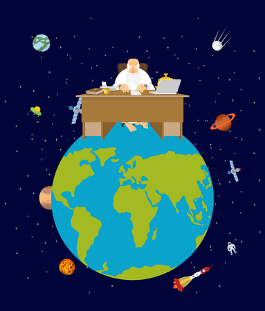 God is boss earth. director and Desktop. Planet earth in space. Stars and planetsのイラスト素材