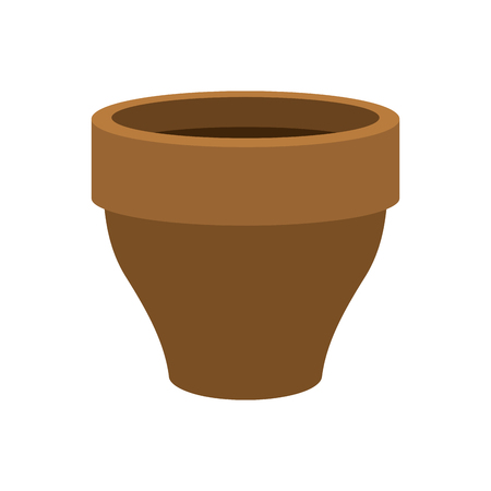 Flower pot empty  isolated. Brown Clay Flowerpot on white backgroundのイラスト素材