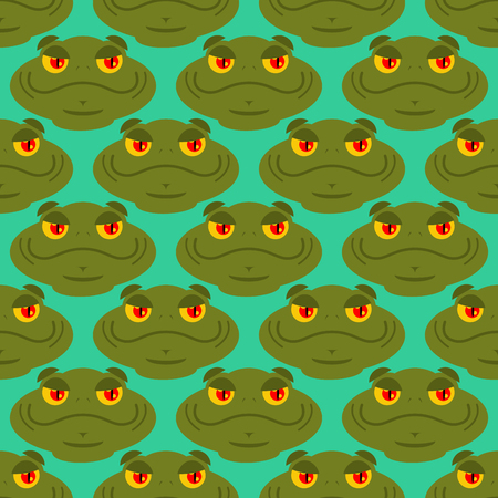 Frog seamless pattern. Amphibian ornament. Toad texture. Head of reptilian backgroundのイラスト素材