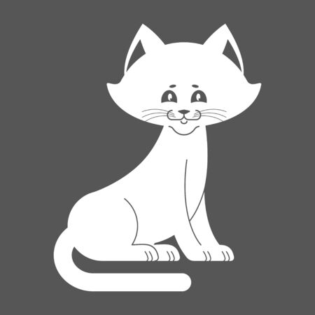 White Cat isolated. cute kitten is sitting. Petのイラスト素材