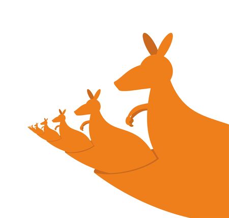 Kangaroo recursion. Lot of Australian kangaroos are sitting in their pockets.のイラスト素材