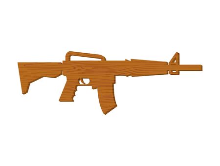 Wooden gun kids. Board weapons. Childrens military toy.のイラスト素材